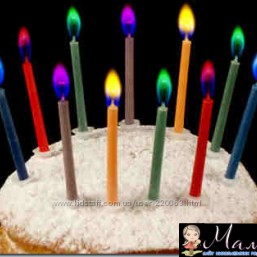 свечи в торт с разноцветными огоньками 