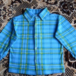 Рубашка (сорочка) фланелевая  с длинным рукавом  голубая в клетку размер 28-30