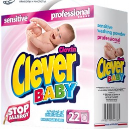 CLEVER BABY sensitive - универсальный бесфосфатный стиральный порошок для стирки детского белья с момента рождения ребёнка - 2,2кг