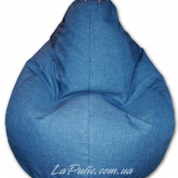 Синее джинсовое кресло-мешок груша 120*90 см из микро-рогожки