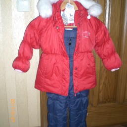 зимний комплект куртка и комбинезон, рост - 98