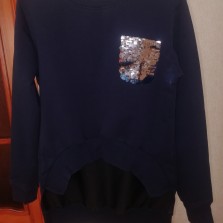 Трикотажный свитер темно синий на возраст 9-11 лет