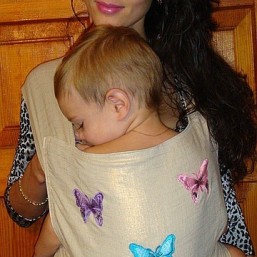 Май-слинг «Бабочки» лен с напылением.Товары и одежда для беременных