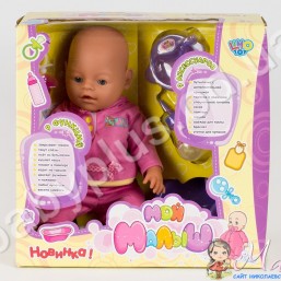 Кукла, 9 функций, 10 аксессуаров, пищалка, горшок, 2 соски, в кор-ке