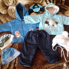 Осенний комбинезон, куртка, шапки