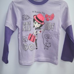 батник дама с собачкой, сиреневый, 1,2,3,4 года, Турция