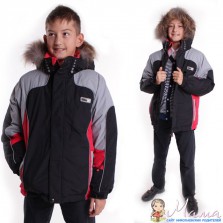 Пуховик для мальчика, натуральный мех