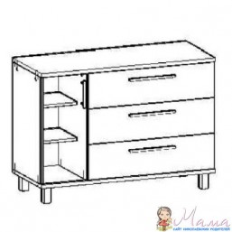 Комод полированный 3 ящика слева, дверца справа