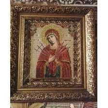 Вышивка чешским бисером. Семистрельная Икона Божьей Матери.