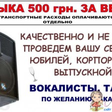 Музыка, тамада, вокалисты. Выезд по области.