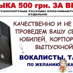 Музыка, тамада, вокалисты. Выезд по области.