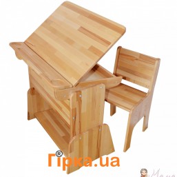 Парта из бука 70 см с пеналом и стульчиком. 