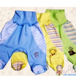 62, 68, 74 размеры. Ползунки теплые на широкой резинке ТМ Татошка