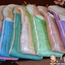 Меховой конверт в коляску или санки на овчине от 0 до 3х лет