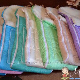 Меховой конверт в коляску или санки на овчине от 0 до 3х лет