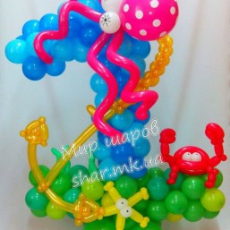 Морская единичка из воздушных шаров