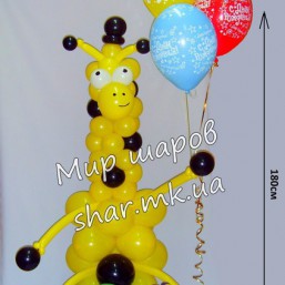 Жираф в шляпе с гелиевыми шарами