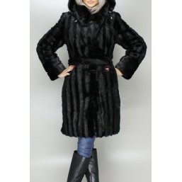 Купить шубу под черную норку из искусственного меха Марселлла