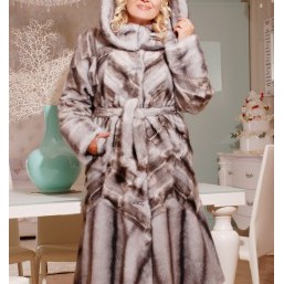 Шикарная длинная шубка Анастасия под серую норку купить в Украине