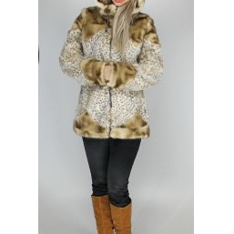 Купить шубу из искусственного меха под норку (леопард) Аннета