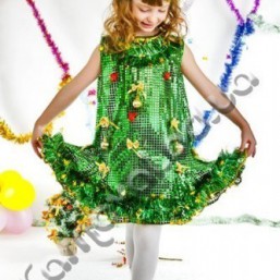 Новогоднее платье Елочки на 4-6 лет