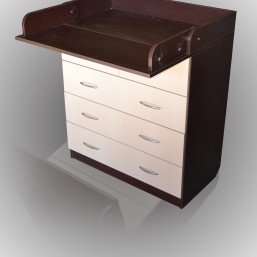 Детский комод с пеленатором, пеленальный столик, 5 ящиков, темный-светлый