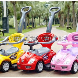 ХИТ ПРОДАЖ! Каталки-толокары, машинки-толкатели Z 382 с родительской ручкой и музыкальной панелью (4 расцветки)