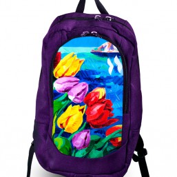 Рюкзак женский принт цветы.