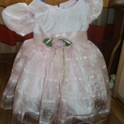 Розовое платье на годик,крестины