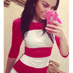 Женское платье широкая полоса цвет коралл/черный