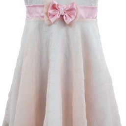 Летнее платье из персикового шифона и атласа. 