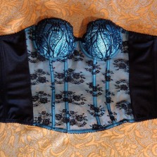 Черный с голубым корсет, размер 46