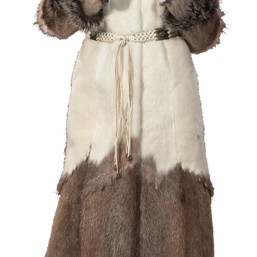 Шинель, нутрия, цвет белый + буро-экзот., вор-к чернобурка