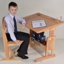 Парта стол и стул "Школьник" бук, ДСП