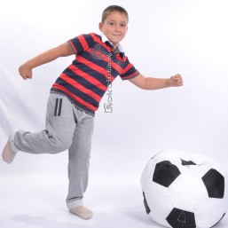 Кресло-мяч мешок 50 см черно-белый из кож зама