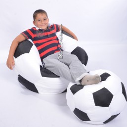 Кресло-мяч мешок 80 см черно-белый из кож зама