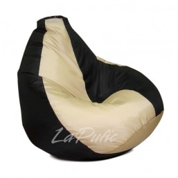 Черно-бежевое кресло-мешок груша 120*90 см