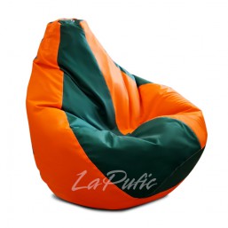 Зелено-оранжевое кресло-мешок груша 120*90 см