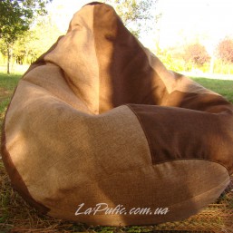 Бежево-коричневое кресло-мешок груша 120*90 см из микро-рогожки
