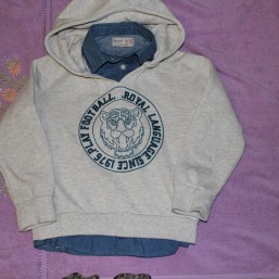 детская тёплая толстовка с рубашкой под джинс на мальчика бренд ZARA