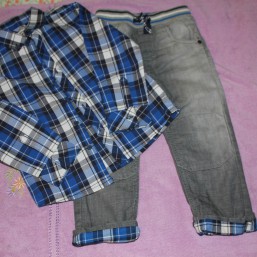 детский комплект ( джинсы с отворотом и рубашка) бренд Next