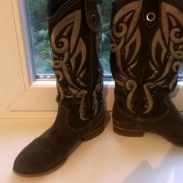сапоги ковбойки замша+ткань