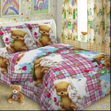Постельное белье полуторное Мишка и зайка