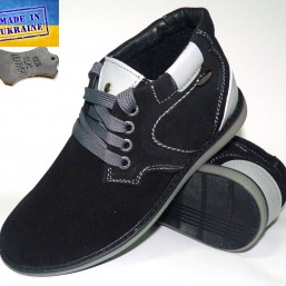 Замшевые демисезонные ботинки - 3705 черные