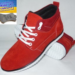 Замшевые демисезонные ботинки - 0207 красный