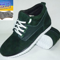 Замшевые демисезонные ботинки - 0207 зеленый