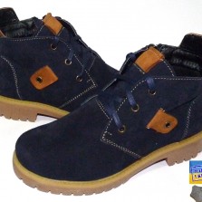 Замшевые демисезонные ботинки - 0209Р синий