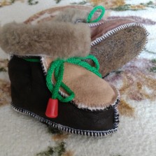 Кожаные зимние пинетки