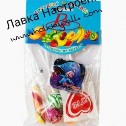 Леденцы на палочке Ассорти, пакет с магнитом ( Маша новогодняя)