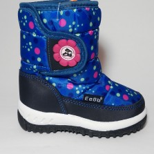 Сноубутсы, дутики, дутые сапоги синие в горошек на девочку, ТМ "EeBb", D9003, размеры: 22, 23, 24, 25, 26, 27